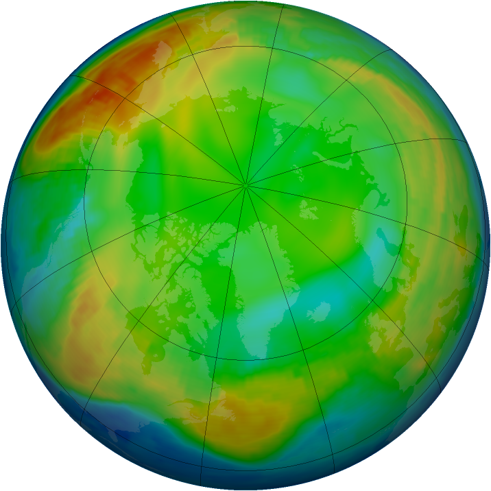 Arctic ozone map for 09 January 1997